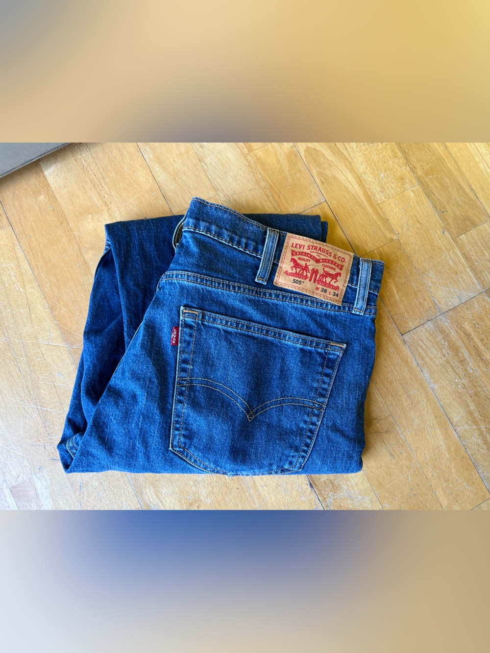 Levi's Men's Dark Blue Straight-Leg Denim Jeans 505 Vintage